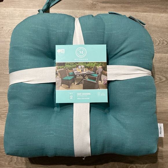 New Martha Stewart Outdoor Living teal seat cushions for outdoor furniture